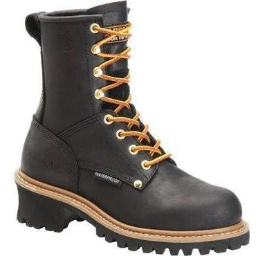 Carolina Women's Elm 8” WP Steel Toe Logger Work Boot - Black - CA1420