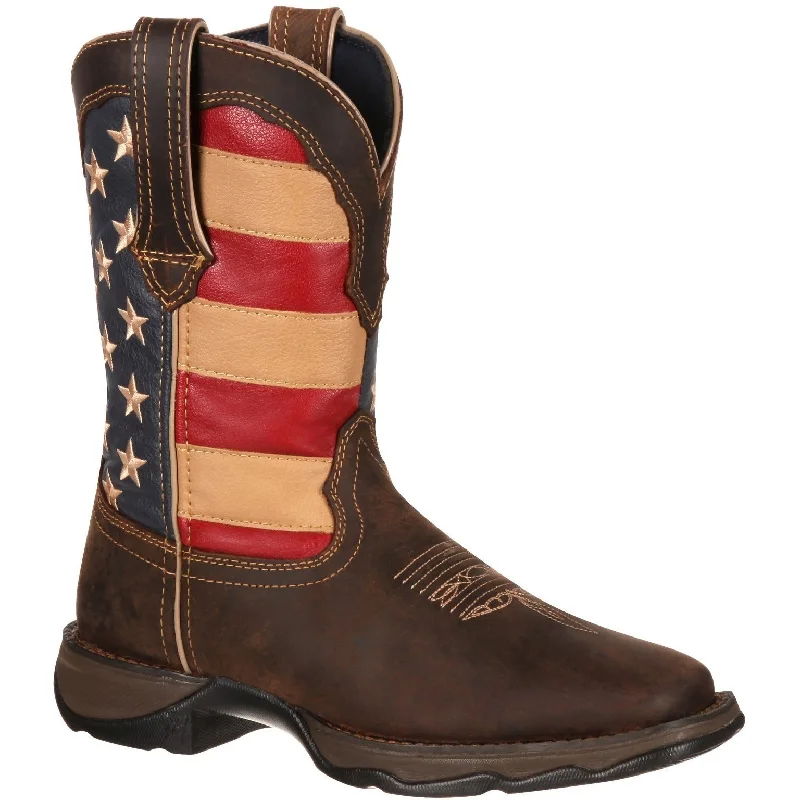 Durango Women's Lady Rebel Patriotic 10"" Square Toe Western Flag Boot RD4414