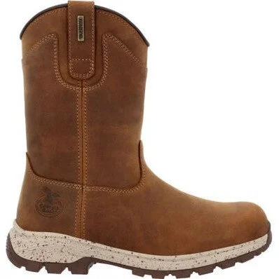 Georgia Women's Eagle Trail 10"" Soft Toe WP Pull On Work Boot -Brown- GB00645