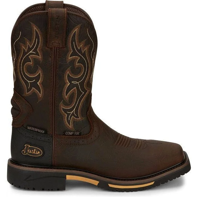 Justin Men's Joist 11"" Comp Toe Western Work Boot - Brown - SE4625