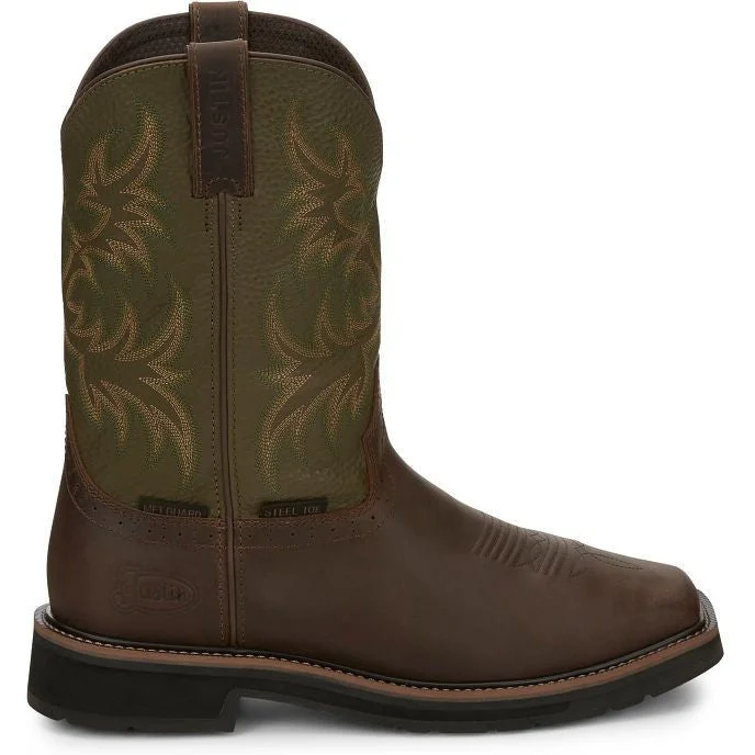 Justin Men's Keavan 11"" ST Met Guard Western Work Boot -Brown- SE4570