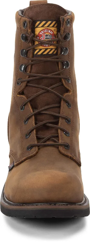 Justin Original Men's 8"" Drywall Brown Round Steel Toe Work Boot