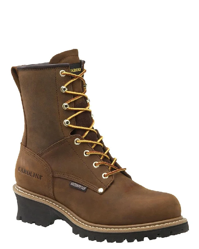 Mens Crazy Horse 8"" Logger Boots