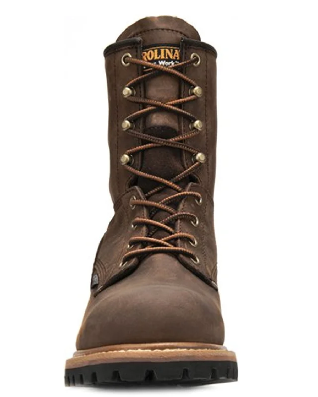 Mens Crazy Horse 8"" Logger Boots