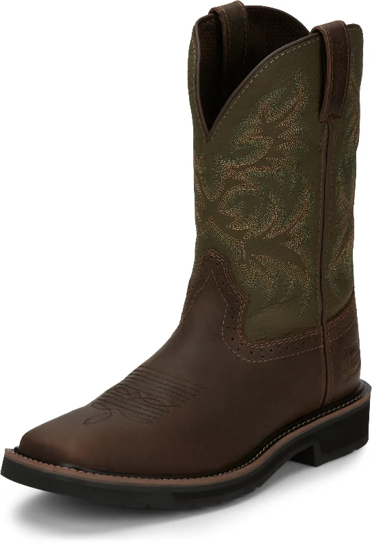 Justin Men's Brown Driller Square Toe Work Boot SE4687