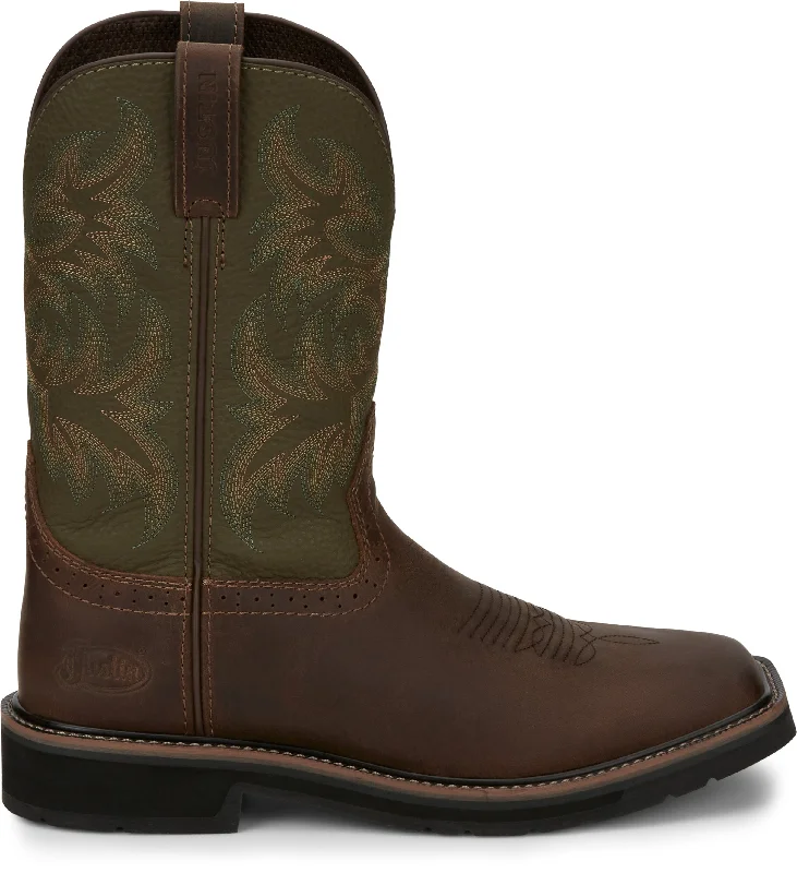 Justin Men's Brown Driller Square Toe Work Boot SE4687