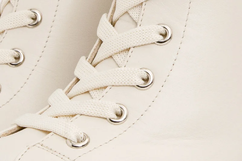 The Estrada Cream Leather Lace-Up Platform Heel Mid Calf Women Boot