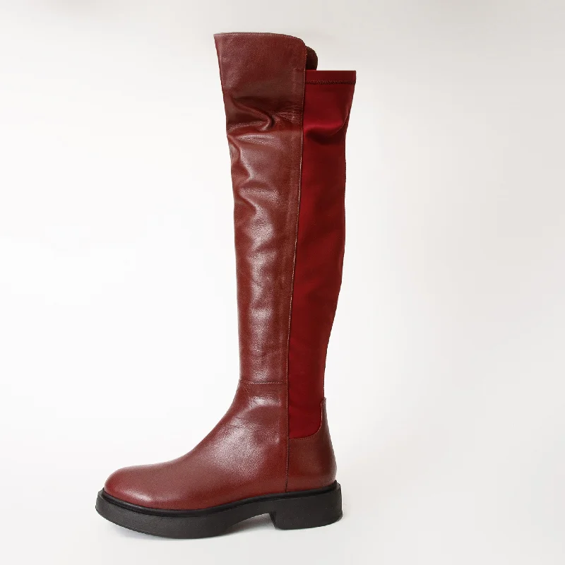 The  Harmony Belle Burgundy Leather Knee High Women Boot