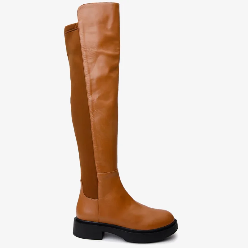 The  Harmony Belle Tan Leather Knee High Women Boot