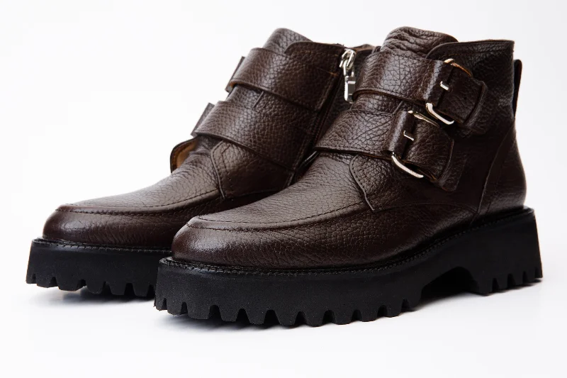 The Harry Brown Leather Double Monk Ankle Women Boot