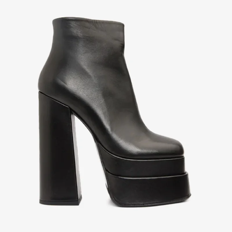 The Latino Black Leather High Heel Women Boot