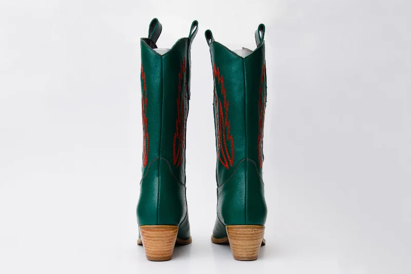 The Togg Green Leather Cowboy Women Boot