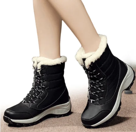 Women's Ankle Fur Lined Lace Up Snow Boots