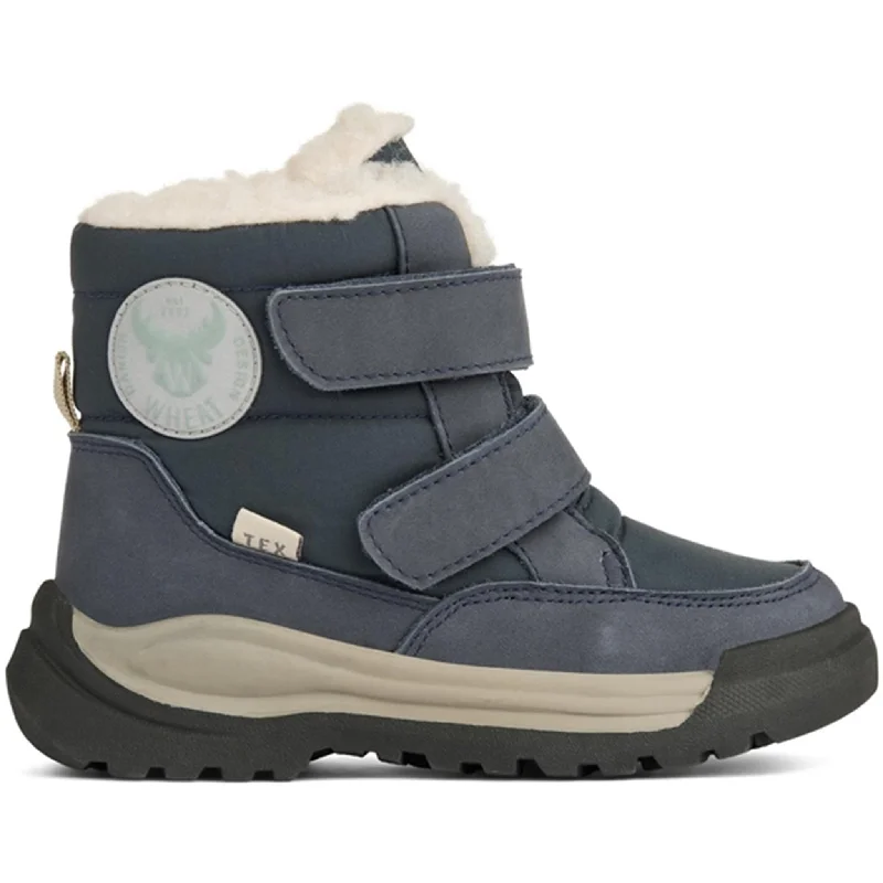 Wheat Winter Boots Millas Double Velcro Tex Navy