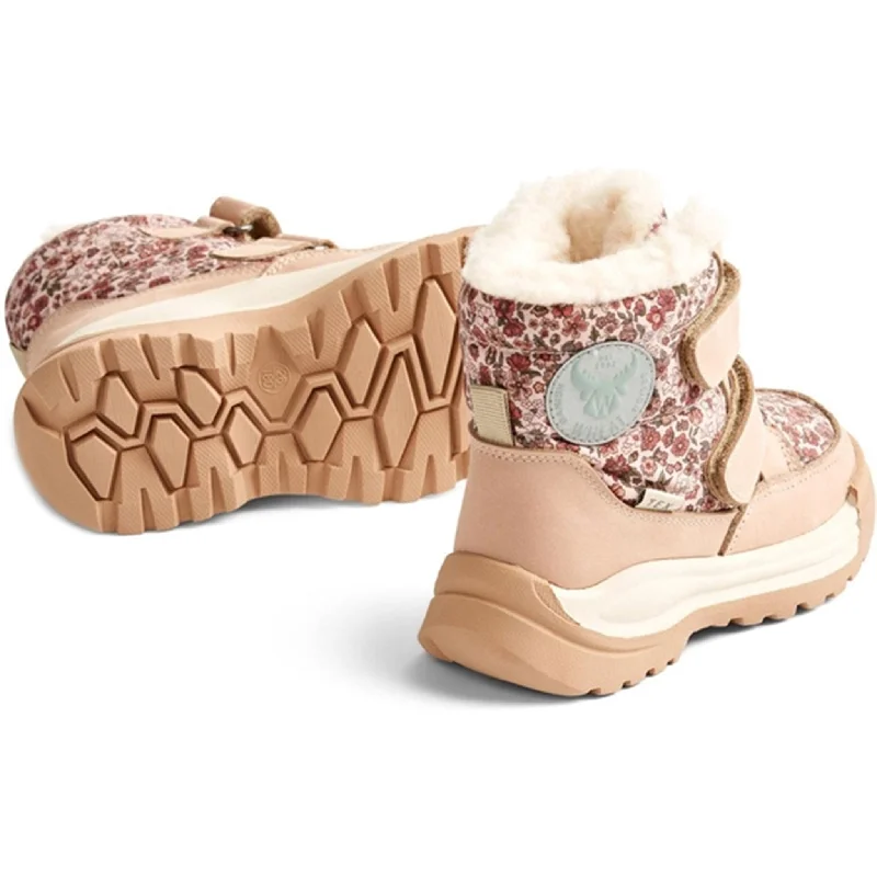 Wheat Winter Boots Millas Double Velcro Tex Print Rose Dawn