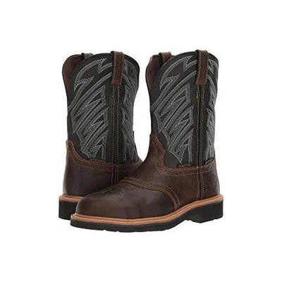 WK4574 Justin Men's Dark Brown Waxy Composition Toe Work Boot