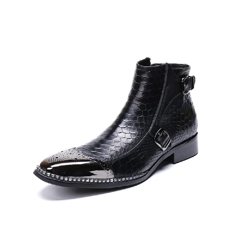 Snakeskin Boots Brogue Steel Toe