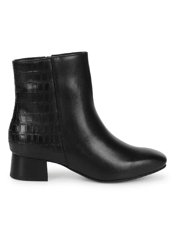 Black PU Block Ankle Boots (TC-20884-BLK)