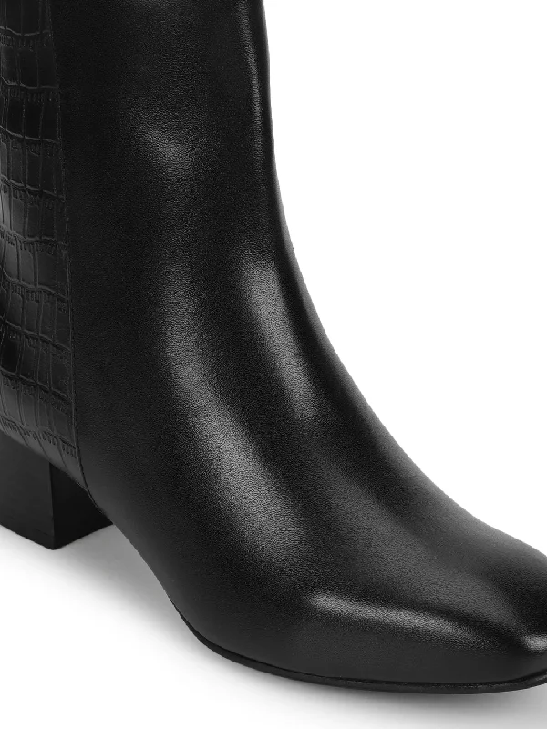 Black PU Block Ankle Boots (TC-20884-BLK)