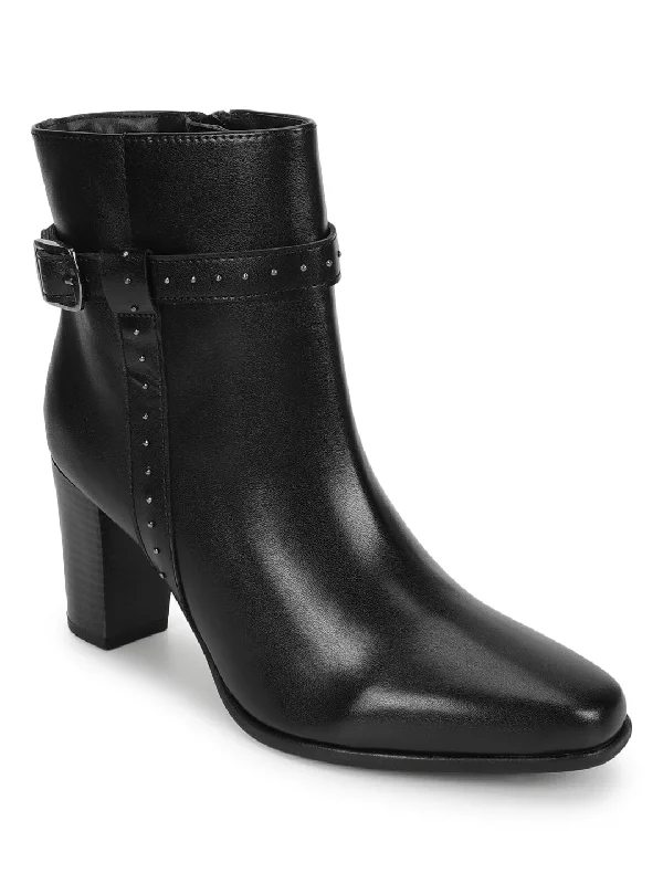 Black PU Block Ankle Boots (TC-20892-BLK)