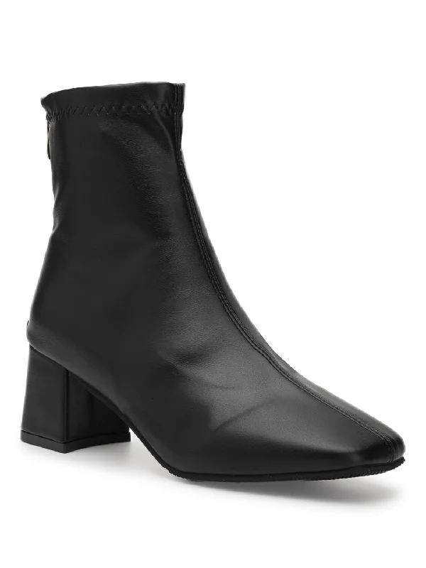 Black PU Comfortable Stylish Ankle Boots (TC-RS3697-BLK)