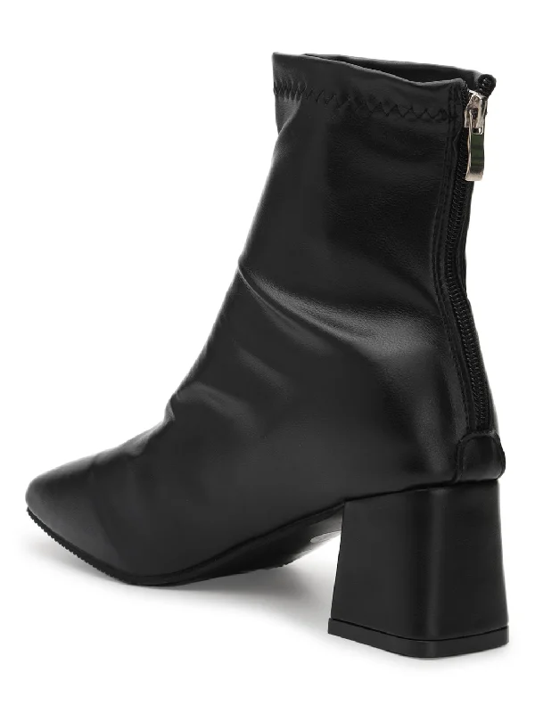 Black PU Comfortable Stylish Ankle Boots (TC-RS3697-BLK)