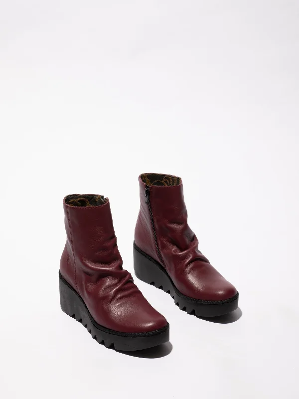 Fly BAAN538 Dublin Ladies Wine Leather Side Zip Ankle Boots