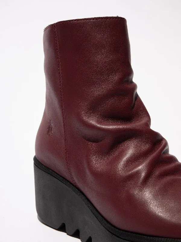 Fly BAAN538 Dublin Ladies Wine Leather Side Zip Ankle Boots