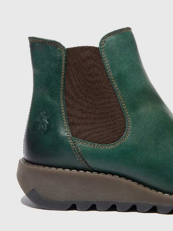 Fly SALV195 Rug Ladies Petrol Leather Pull On Ankle Boots