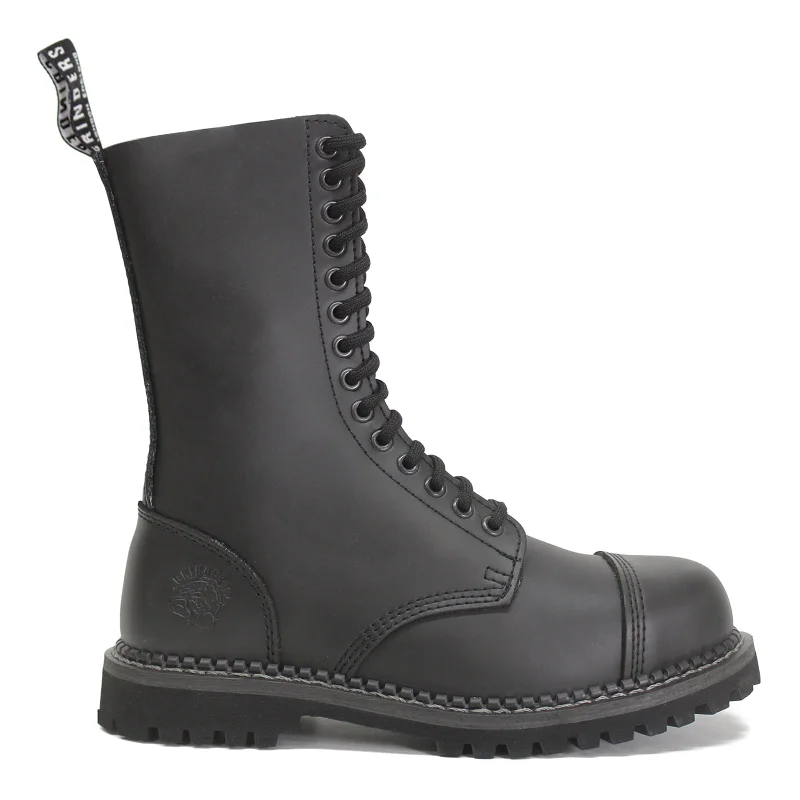 Herald 14 Eyelet Unisex Mid Calf Biker Steel Toe Boots