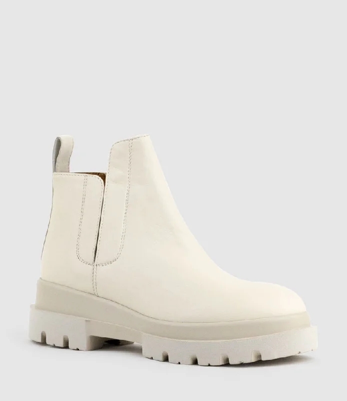 KASH Hidden Gusset Ankle Boot in Offwhite