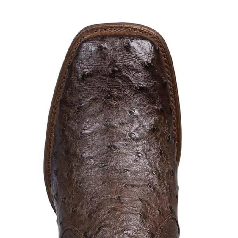 Los Altos Men's Wide Square Toe Ostrich Short Boots - Brown 82BV0359