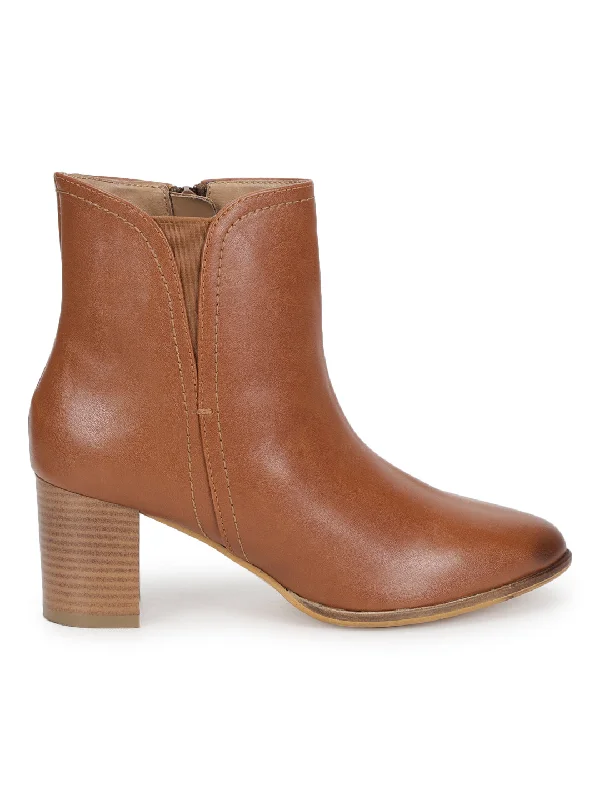 Tan PU Block Ankle Boots (TC-20645-TAN)