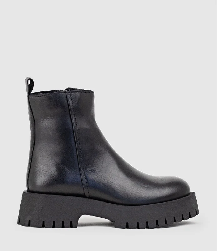 ULANI Ankle Boot on Thick Sole in Black