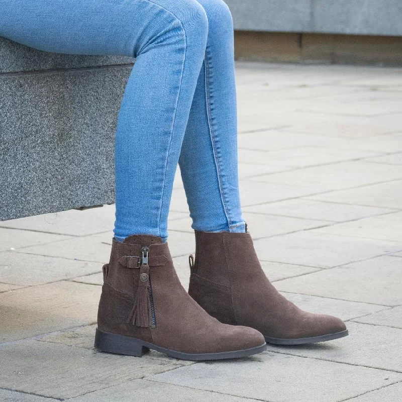 Valencia Suede Tassel Boots - Brown