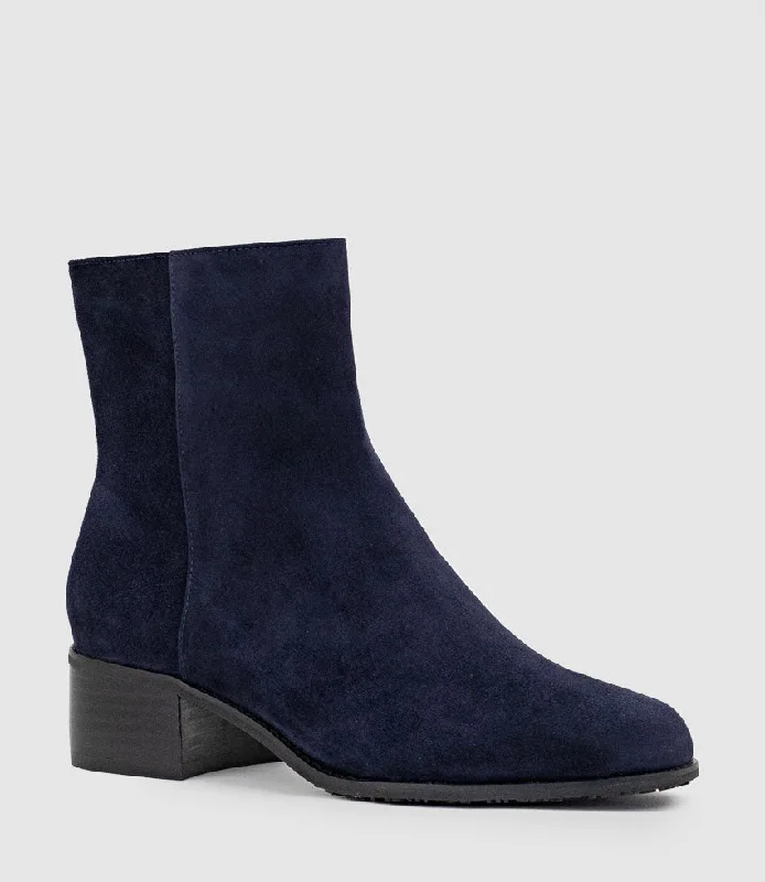 WESTON40 Ankle Boot with Zip in Navy Suede