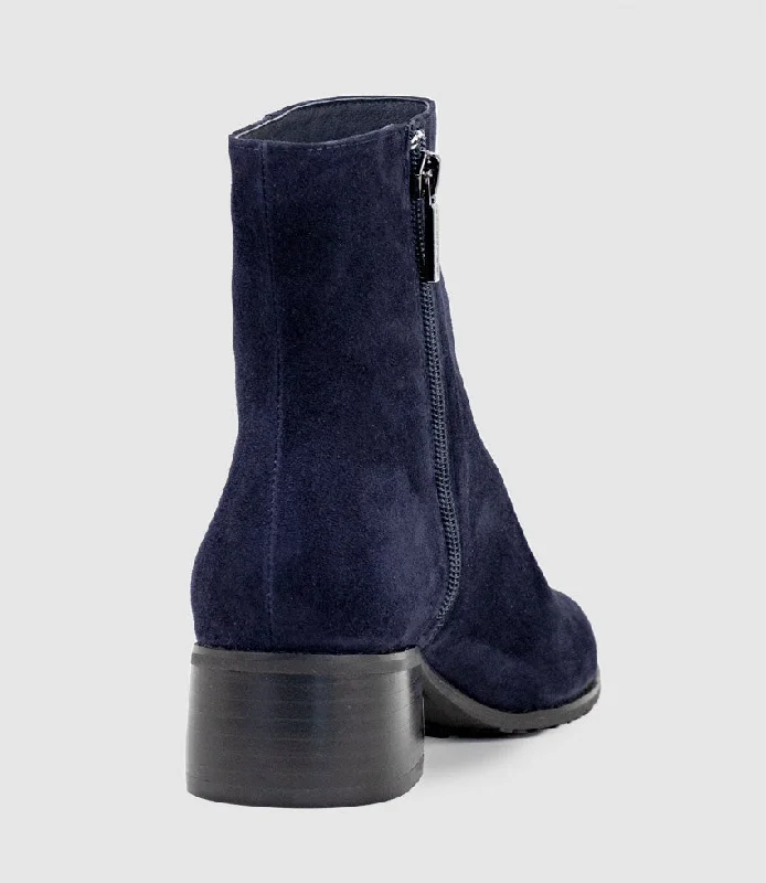 WESTON40 Ankle Boot with Zip in Navy Suede