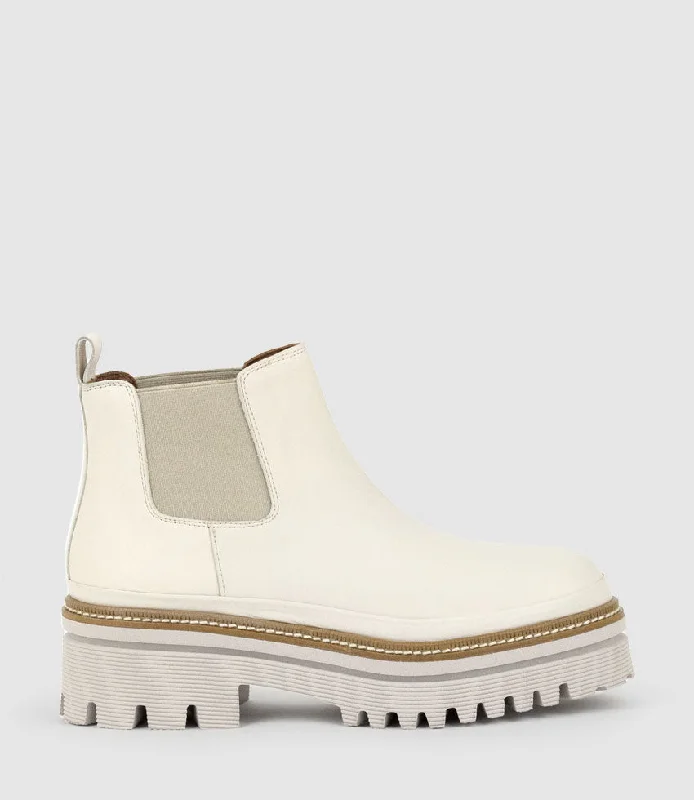 YAEL Lug Sole Boot in Offwhite