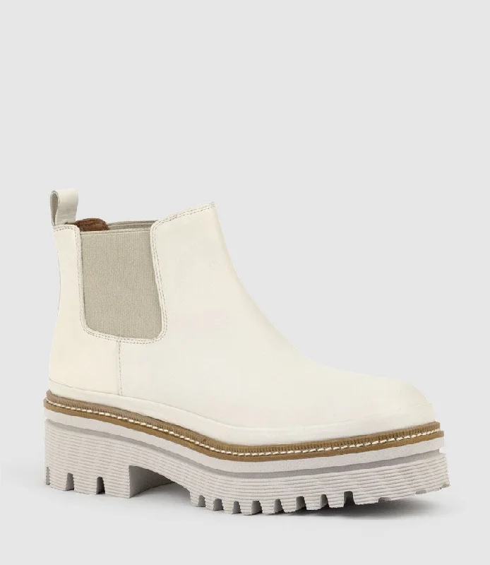 YAEL Lug Sole Boot in Offwhite