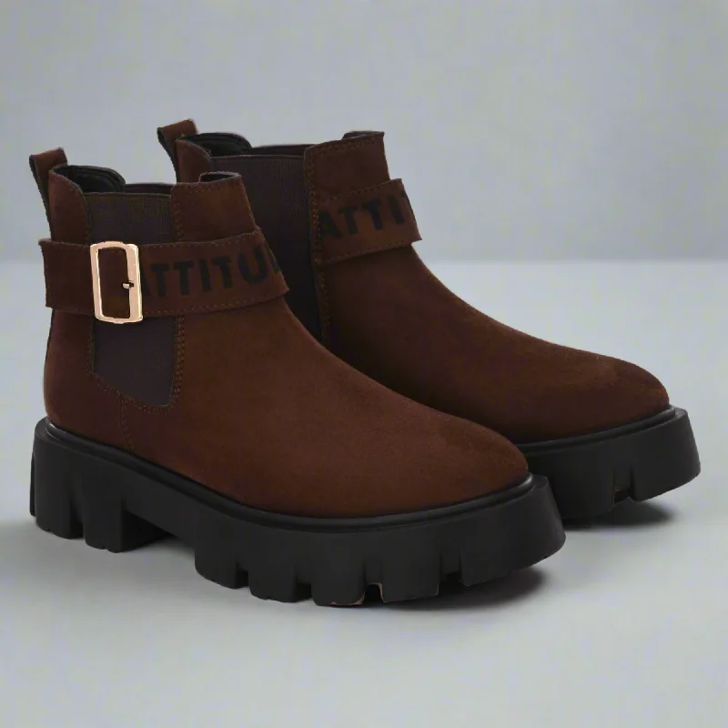 Attitudist Unisex Brown Mid Top High Heel Jodhpur Boots