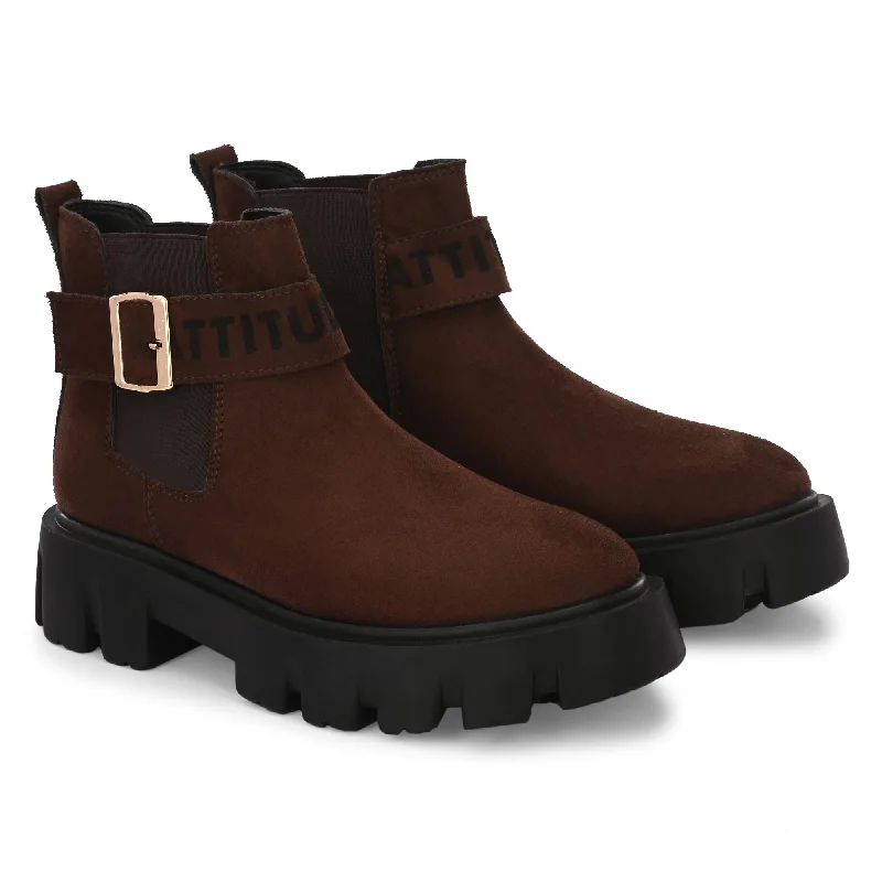 Attitudist Unisex Brown Mid Top High Heel Jodhpur Boots