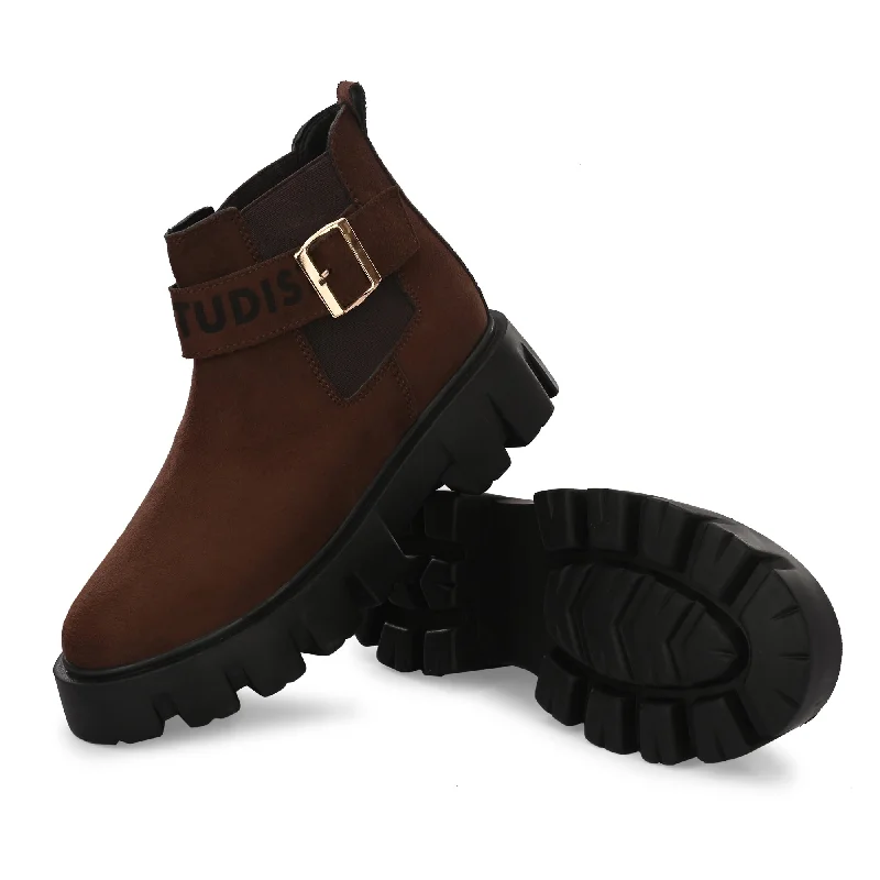 Attitudist Unisex Brown Mid Top High Heel Jodhpur Boots