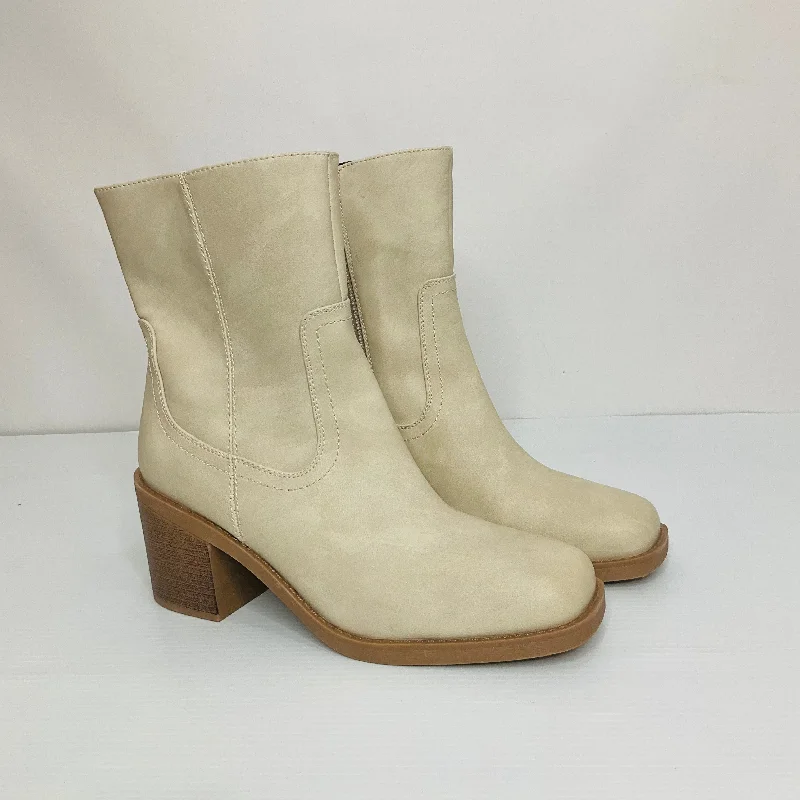 Boots Mid-calf Heels By Bare Traps In Cream, Size: 10