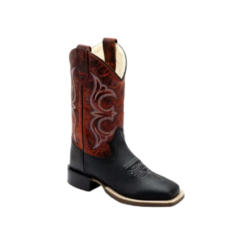 Old West Kid's Old West Western Black And Burnt Orange Boots