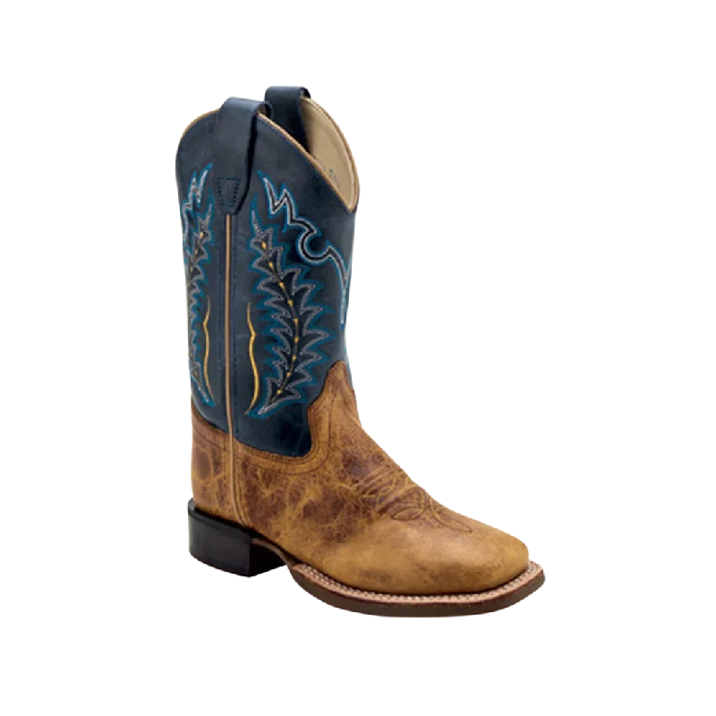 Old West Kid's Leather Western Cowboy Blue Boots