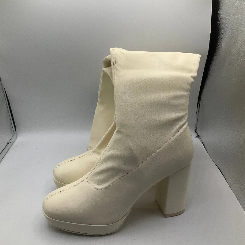 Cream Boots Knee Heels Altard State, Size 10