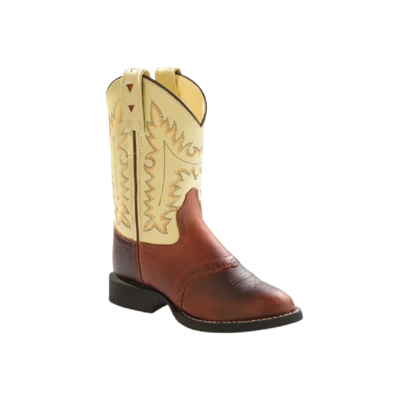 Old West Kid's Comfort Wear Western Rust Oyster Boots