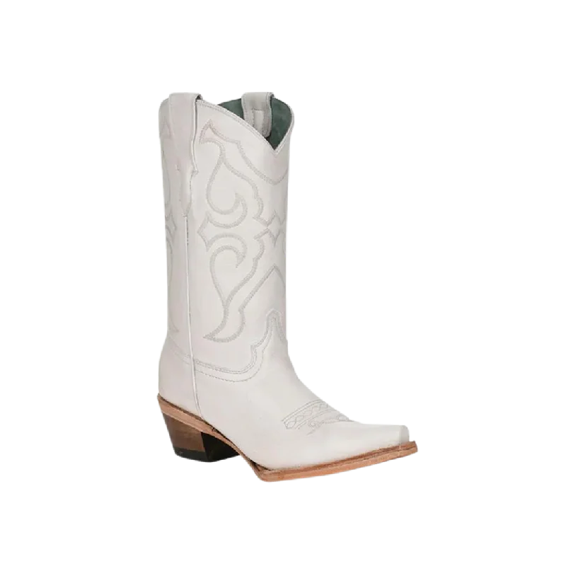 Corral Girl's White Embroidered Snip Toe Boots