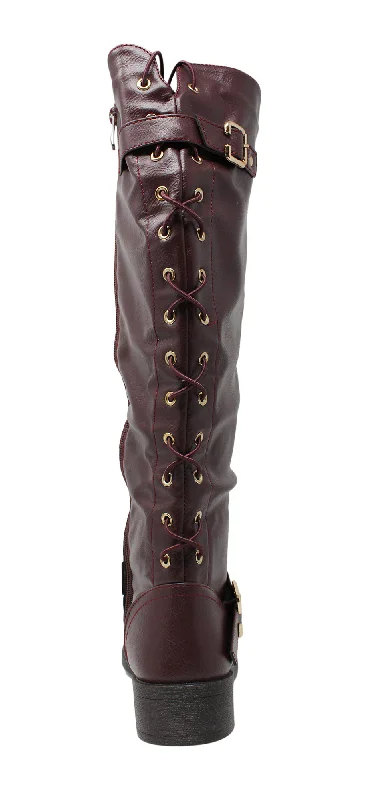 Wanted Women's Lady Luck Lace-up Back Knee High Riding Boot