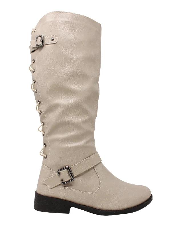 Wanted Women's Lady Luck Lace-up Back Knee High Riding Boot